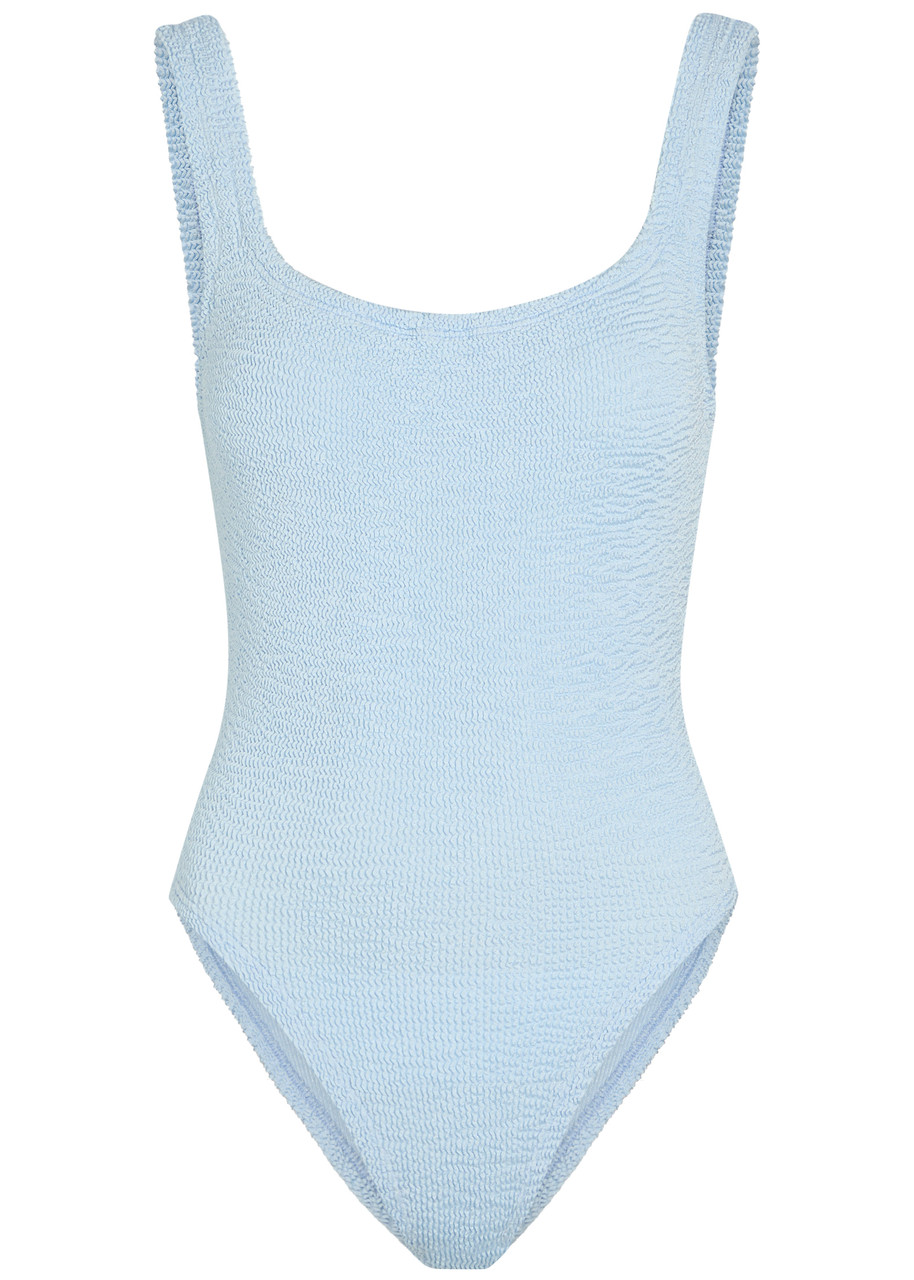 Hunza G Square-neck Crinkle Swimsuit - Light Blue - One Size