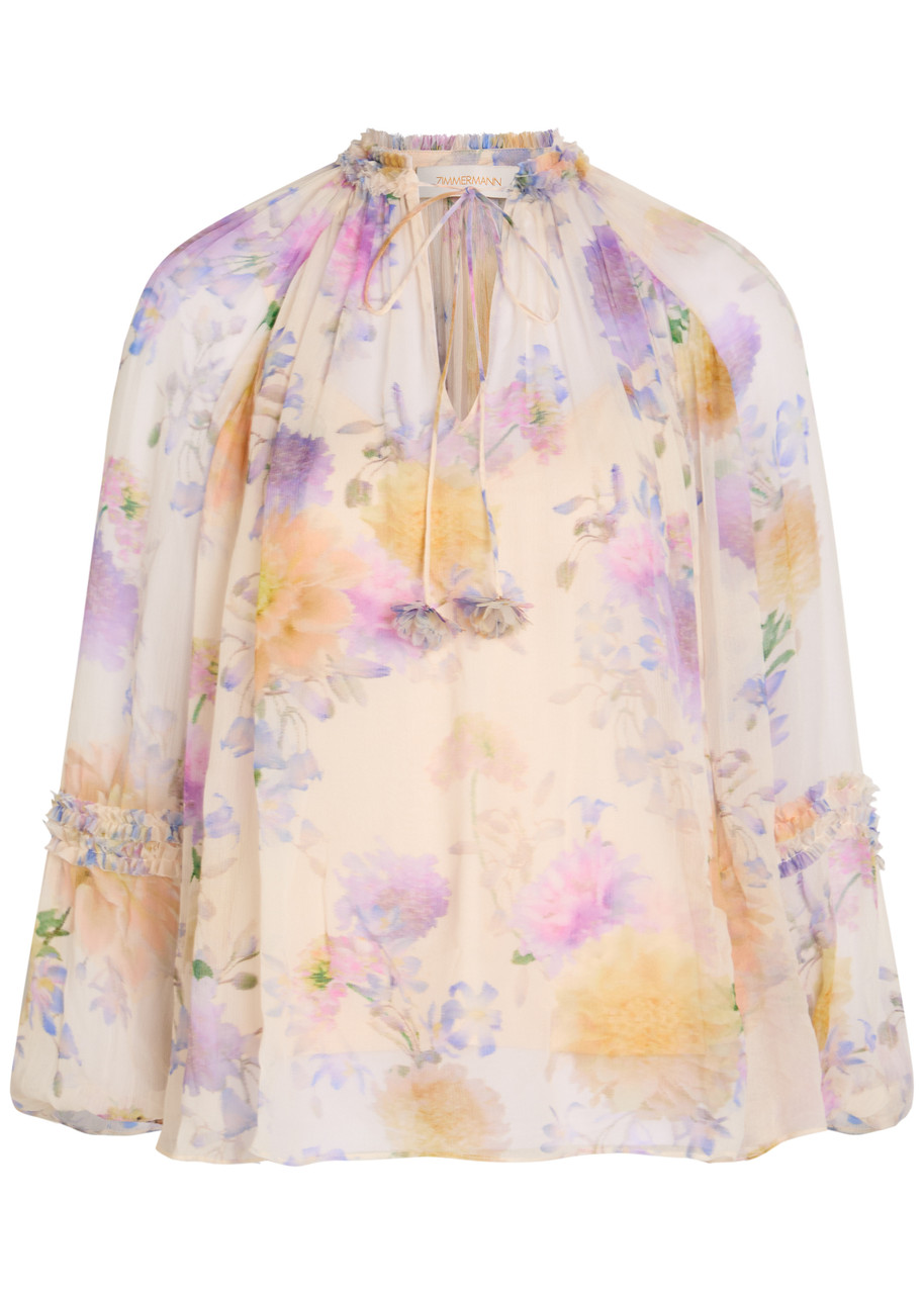 Zimmermann Luna Floral-print Georgette Blouse - Cream - 0 (UK 8 / S)