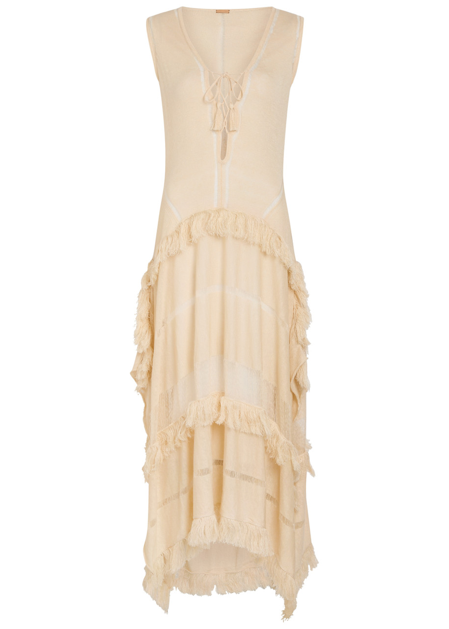 Caravana Ladder Effect Fine-knit Linen-blend Maxi Dress - Natural - One Size