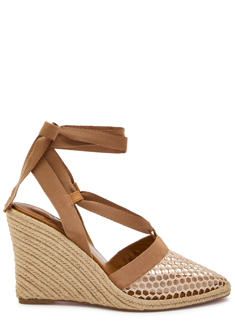 Christian Louboutin Toleda 85 Mesh Espadrille Wedge Sandals - Beige - 39 (IT39 / UK6)