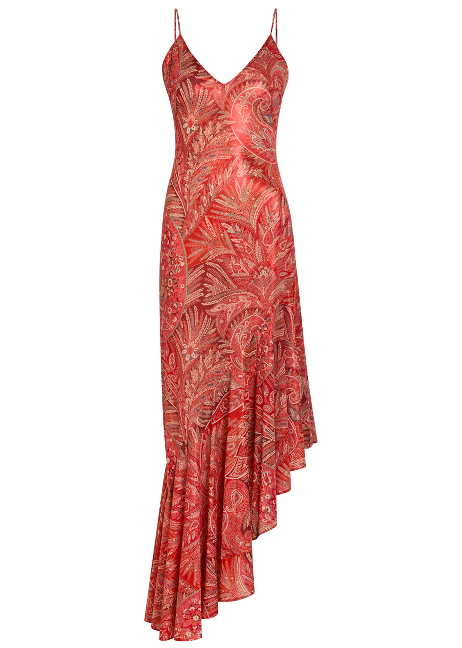 Etro Printed Asymmetric Chiffon Maxi Dress - Multicoloured - 42 (UK10 / S)