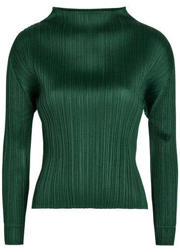 PLEATS PLEASE ISSEY MIYAKE Pleated mock-neck woven top | Harvey