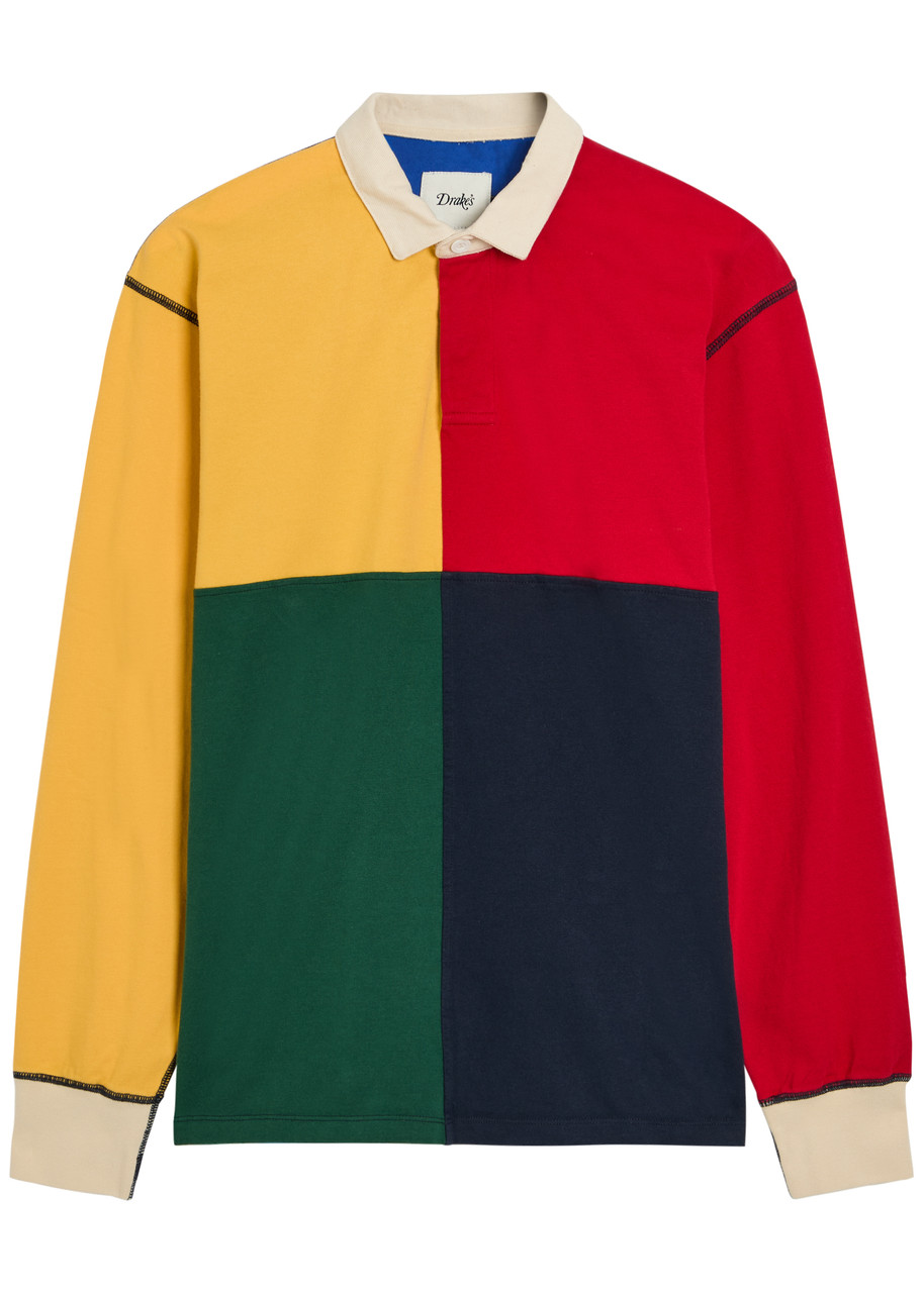 Drake's Colour-blocked Cotton Rugby top - Multicoloured 1 - XL