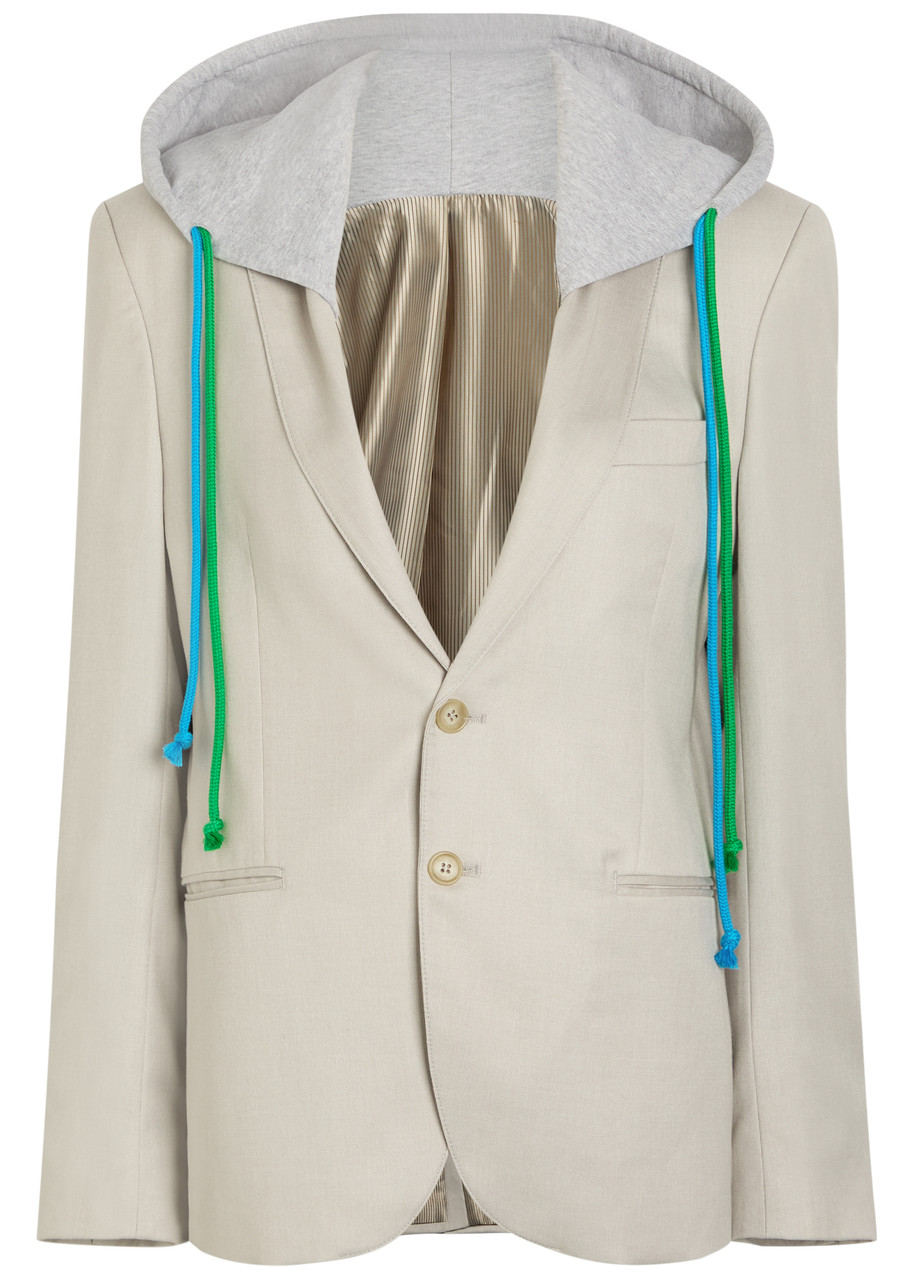 Bettter Layered Hooded Wool-bend Blazer - Grey - S (UK8-10 / S)