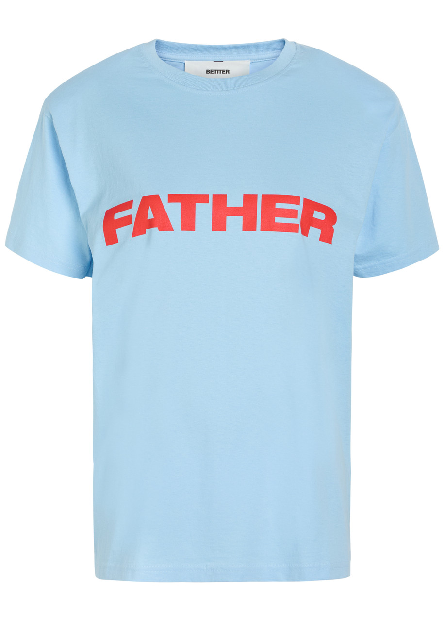 Bettter Father Printed Cotton T-shirt - Blue - S (UK8-10 / S)