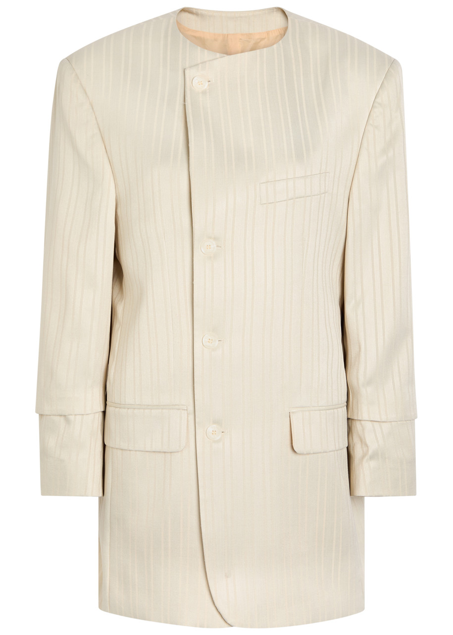 Bettter Striped Wool-blend Mini Blazer Dress - Off White - L (UK14 / L)