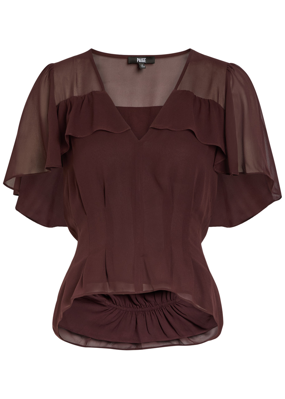 Paige Willa Ruffled Silk Blouse - Purple - S (UK8-10 / S)