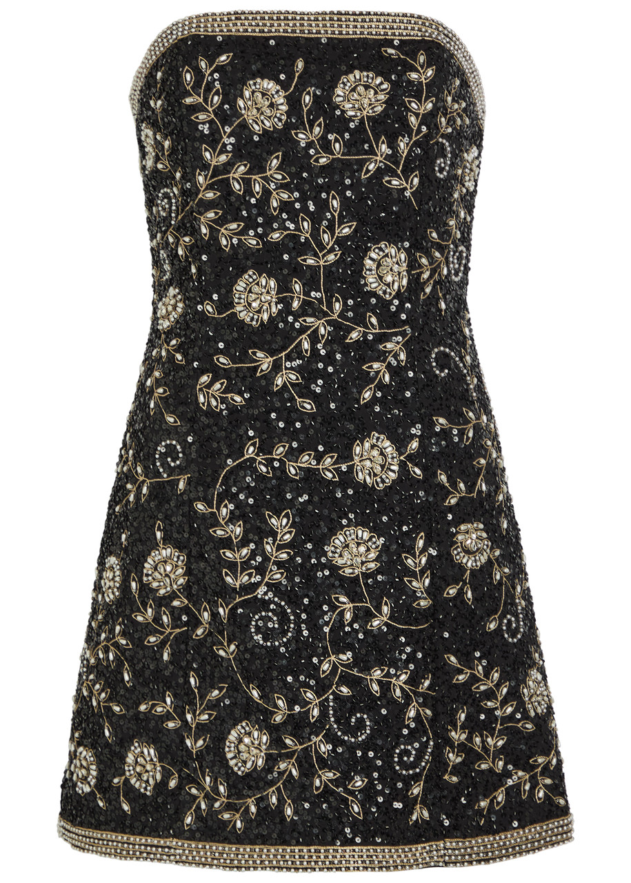 Alice + Olivia Katia Embellished Crepe Mini Dress - Black And White - 2 (UK6 / XS)