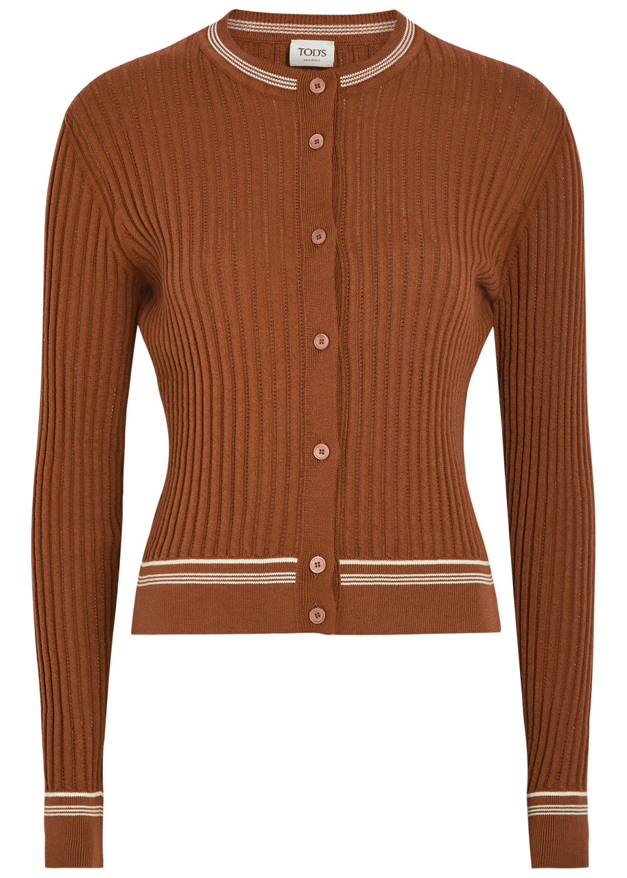 Tods Striped Trims Cotton-knit Cardigan - Terracotta - XS (UK6 / XS)