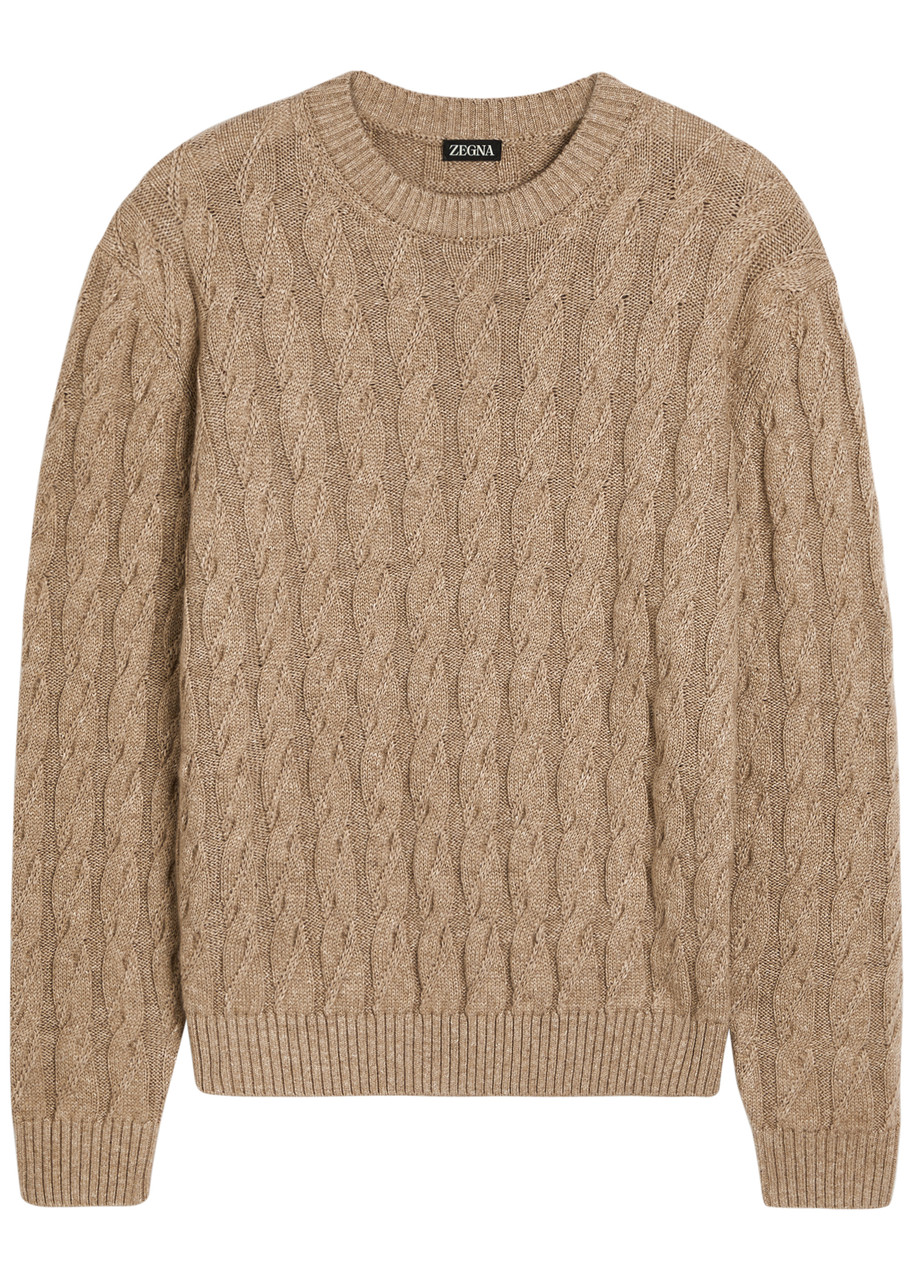 Zegna Cable-knit Linen-blend Jumper - Brown - 52 (IT52 / XL)