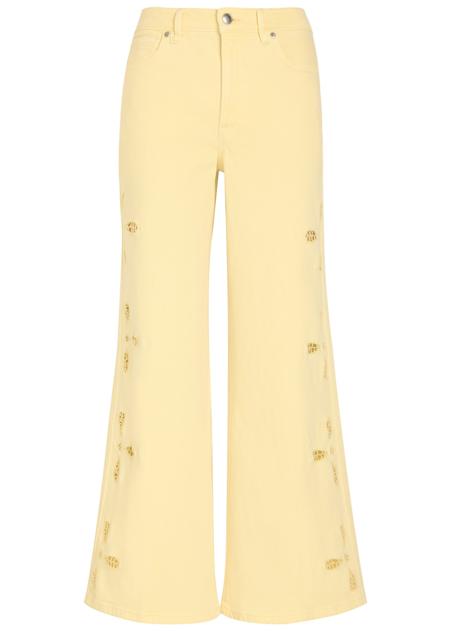 Good American Embroidered Wide-leg Denim Jeans - Yellow - 26 (W26 / UK8 / S)