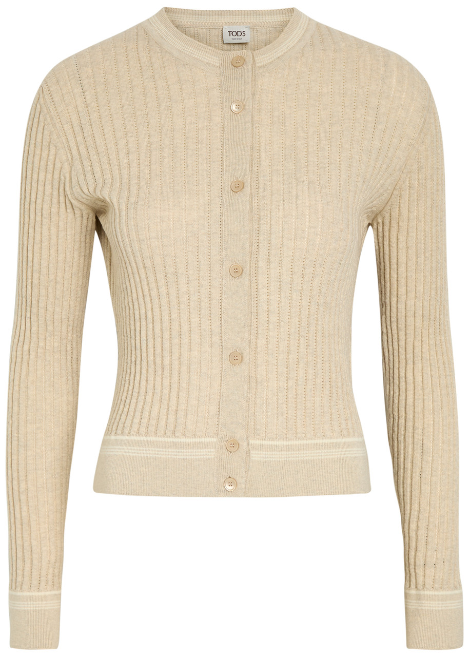 Tods Striped Trims Cotton-knit Cardigan - Beige - S (UK8-10 / S)