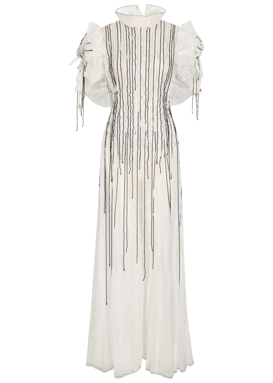 Aje Clara Bead-embellished Chiffon Maxi Dress In White