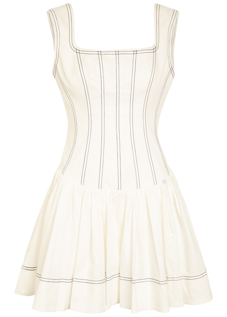 Aje Contrasting Cotton Mini Dress In White