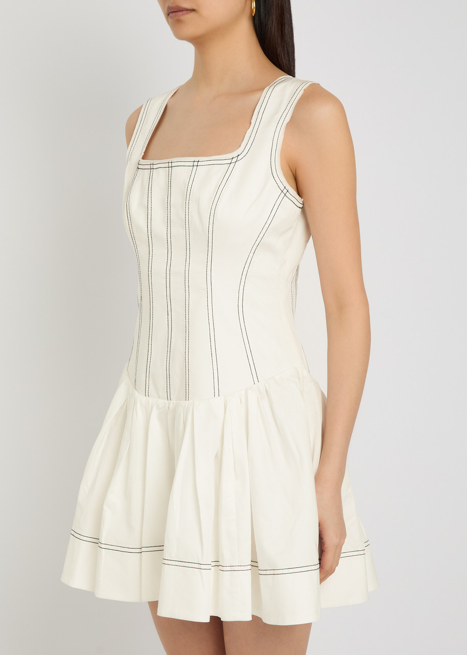  Aje Contrasting Cotton Mini Dress - Ivory - 10 (uk10 / S) 