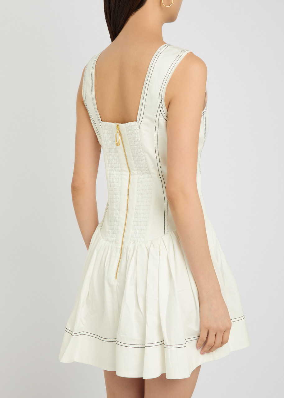  Aje Contrasting Cotton Mini Dress - Ivory - 10 (uk10 / S) 