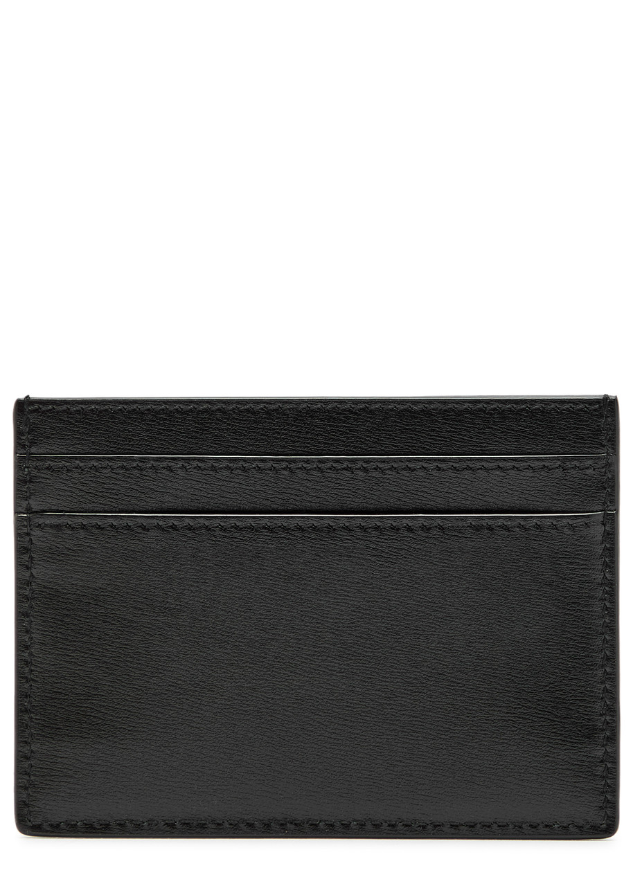  Saint Laurent Logo Leather Card Holder - Black - One Size 