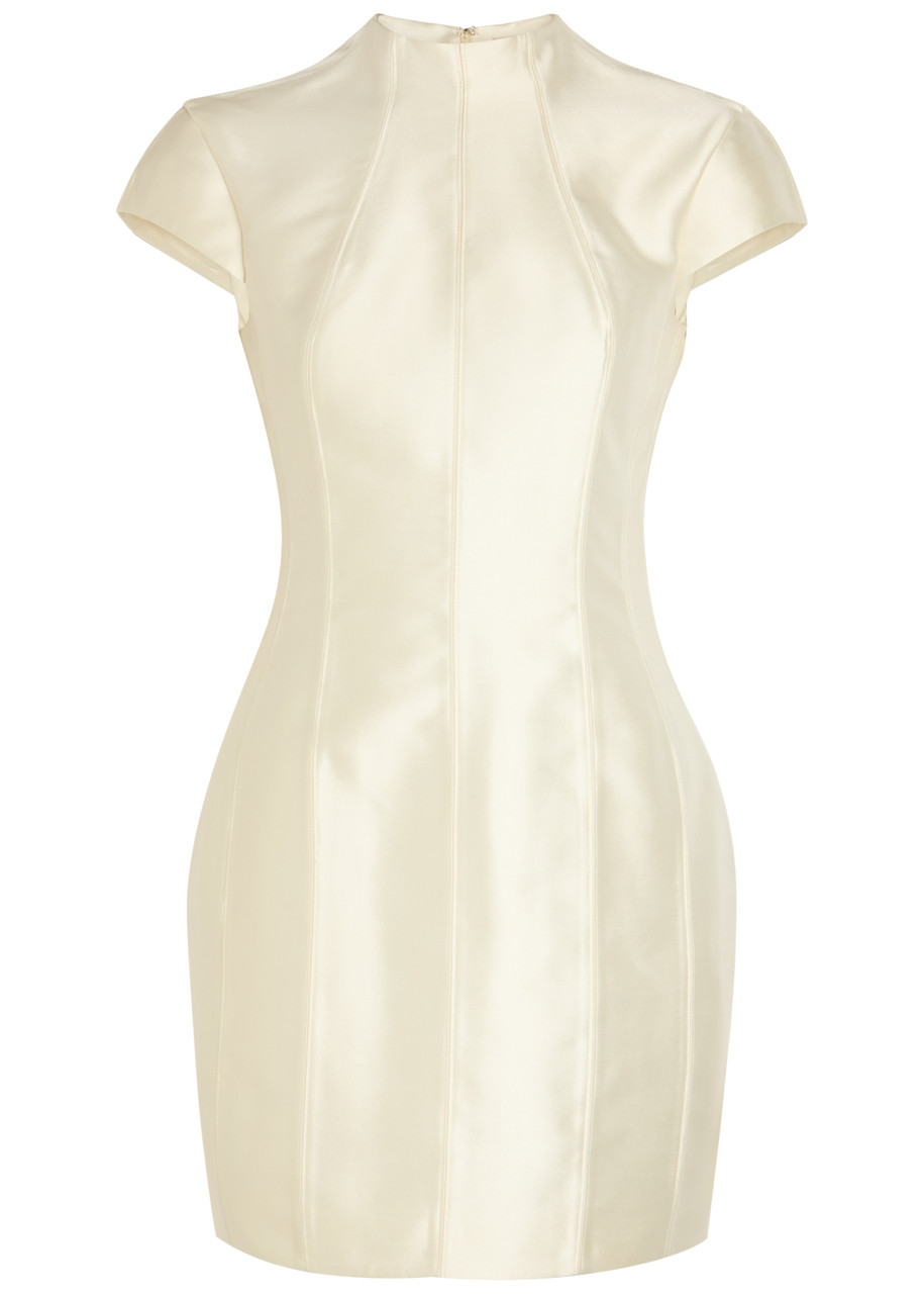 De La Vali Zena Darted Crepe Mini Dress In White