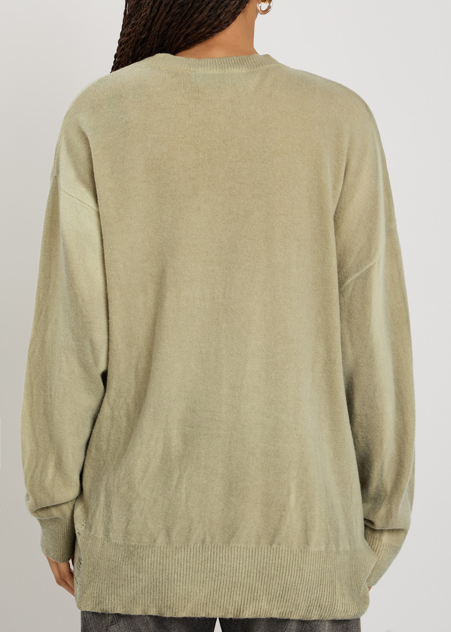  Our Legacy Slant Distressed Effect Wool Jumper - Beige - 34 (uk6 / Xs) 