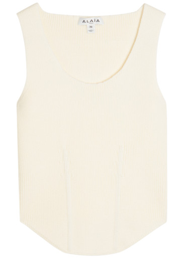 ALAÏA Corset fine-knit wool-blend vest top | Harvey Nichols