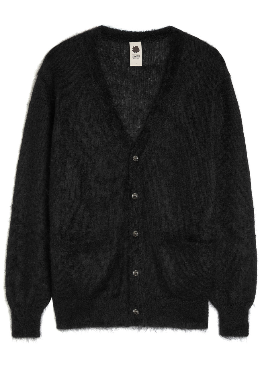Vowels V-neck Mohair-blend Cardigan - Black - 1 (S)