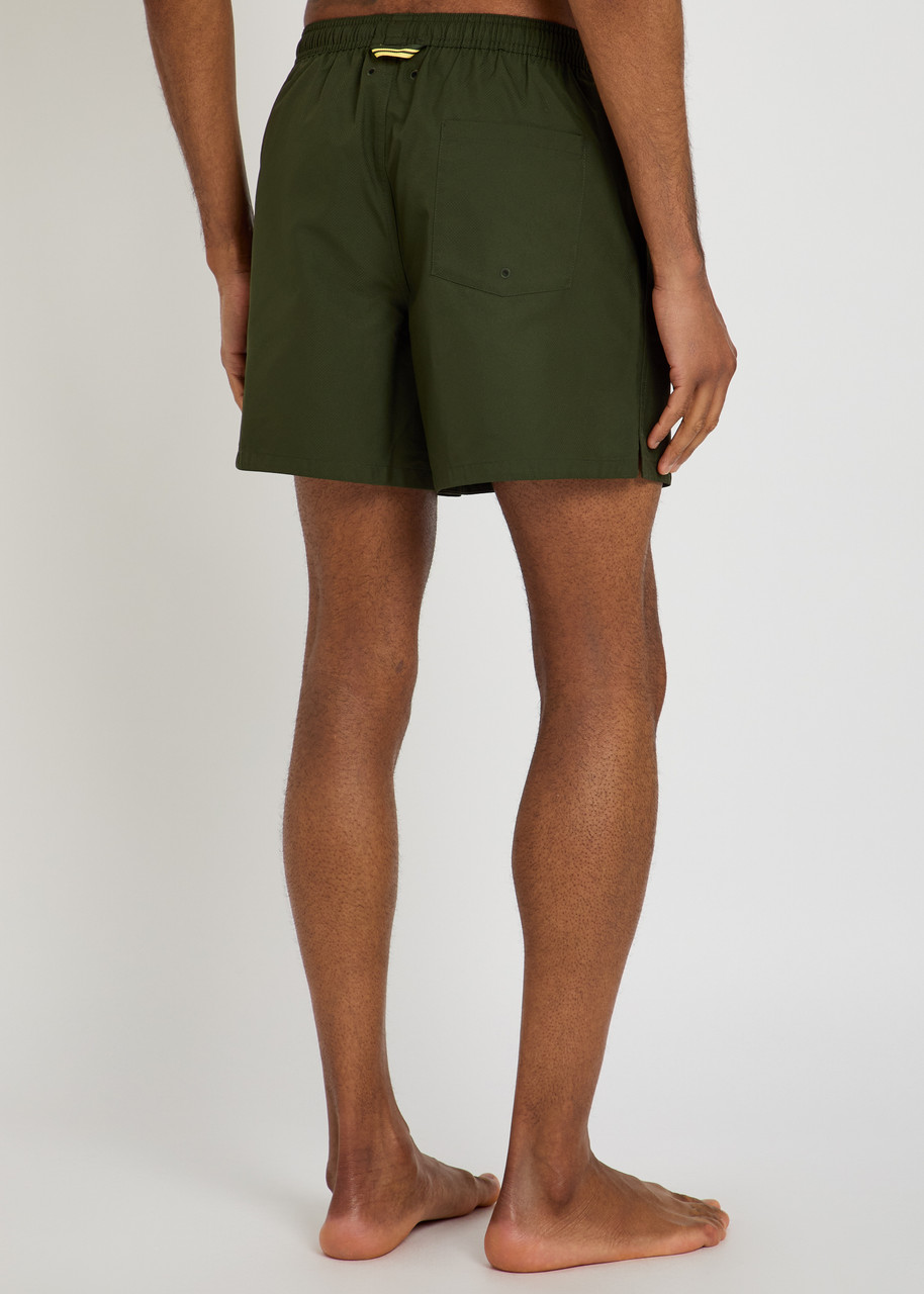  Fred Perry Logo-embroidered Shell Swim Shorts - Dark Green - M 