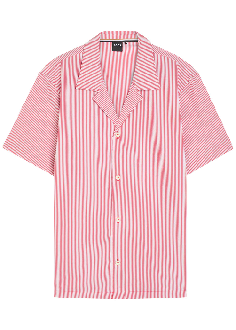 Boss Striped Seersucker Shirt - Red - S