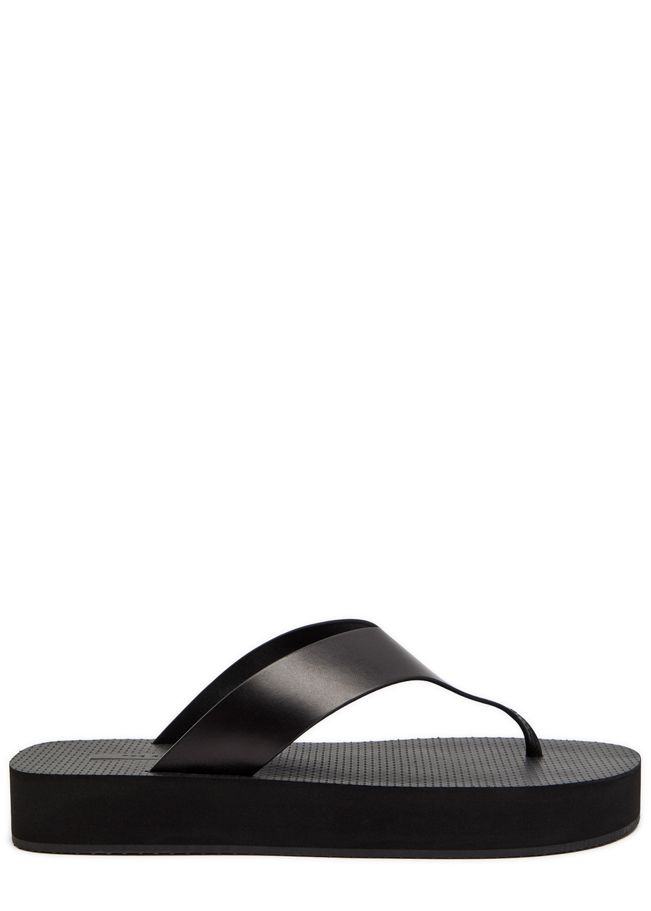 The Row Dune Flatform Leather Sandals - Black - 38 (IT38 / UK5)