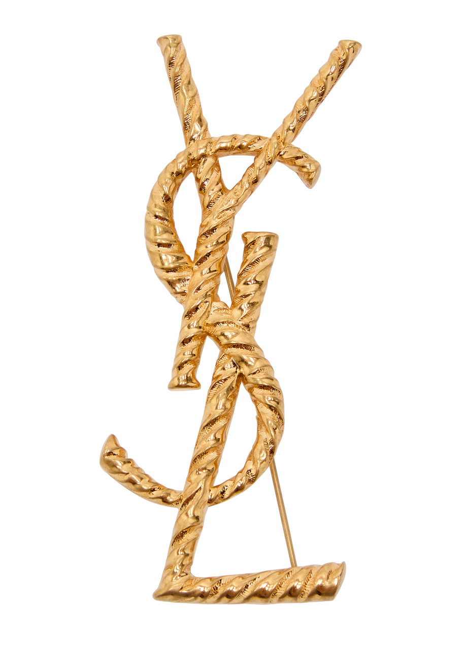Saint Laurent Twisted Texture Metal Brooch - Gold - One Size