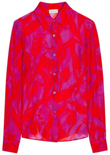 DRIES VAN NOTEN Cloudy printed silk shirt | Harvey Nichols