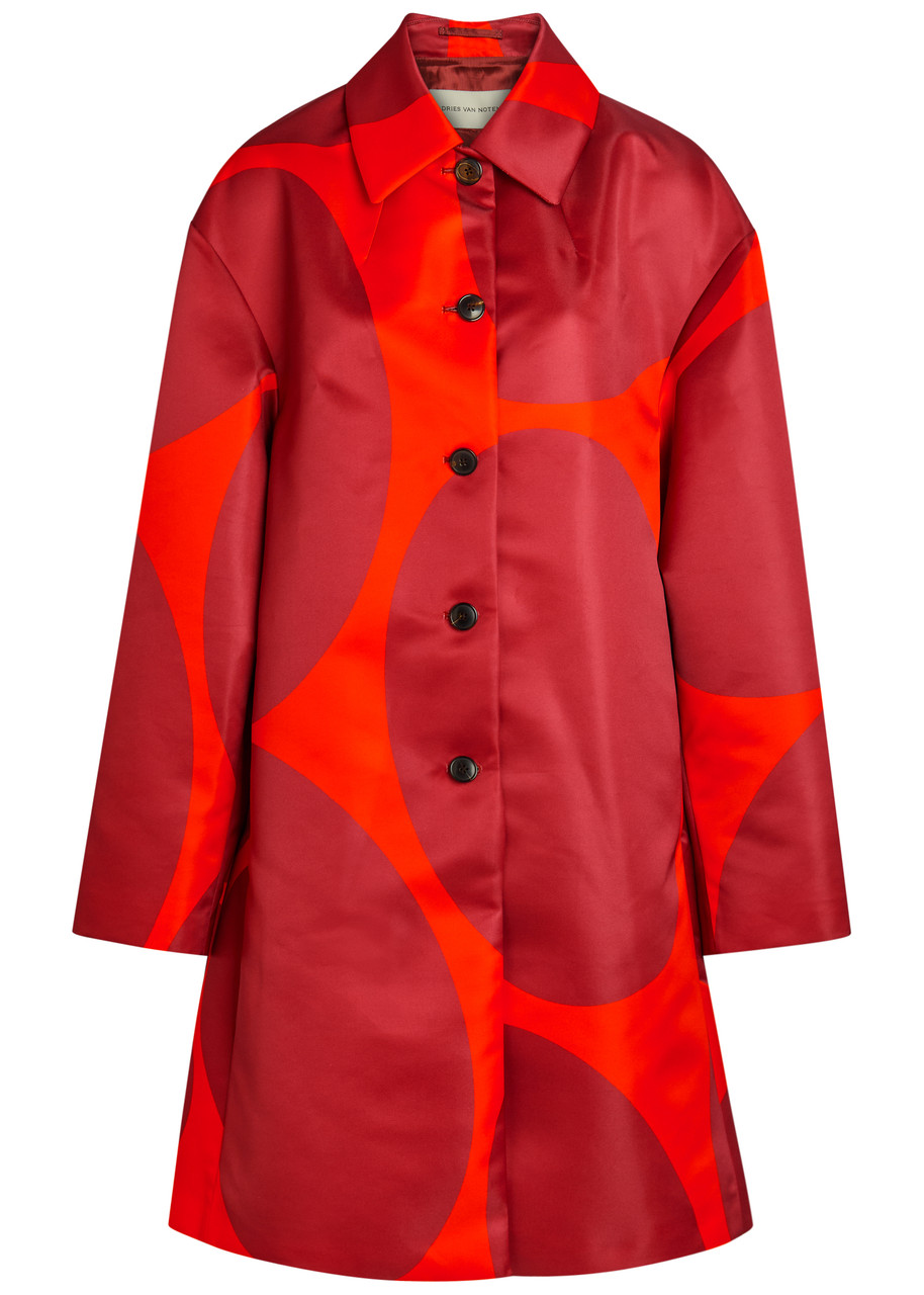 Dries Van Noten Rondero Colour-block Satin Coat - Orange - S (UK8-10 / S)