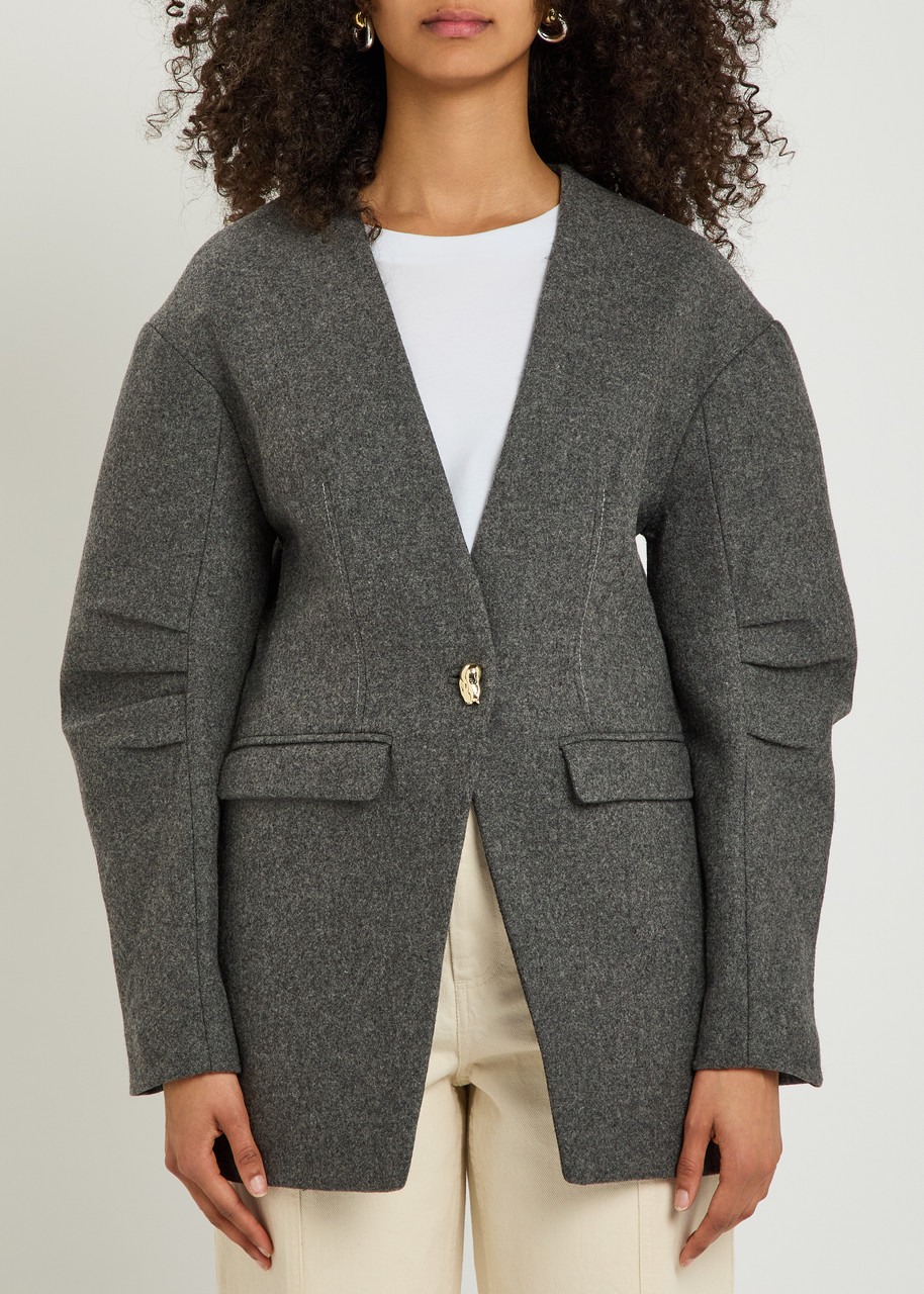  Akyn Harlow Fitted Wool Jacket - Grey - 14 (uk14 / L) 