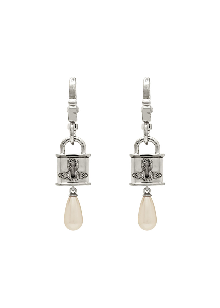 Vivienne Westwood Celestia Small Padlock Drop Earrings - Silver - One Size