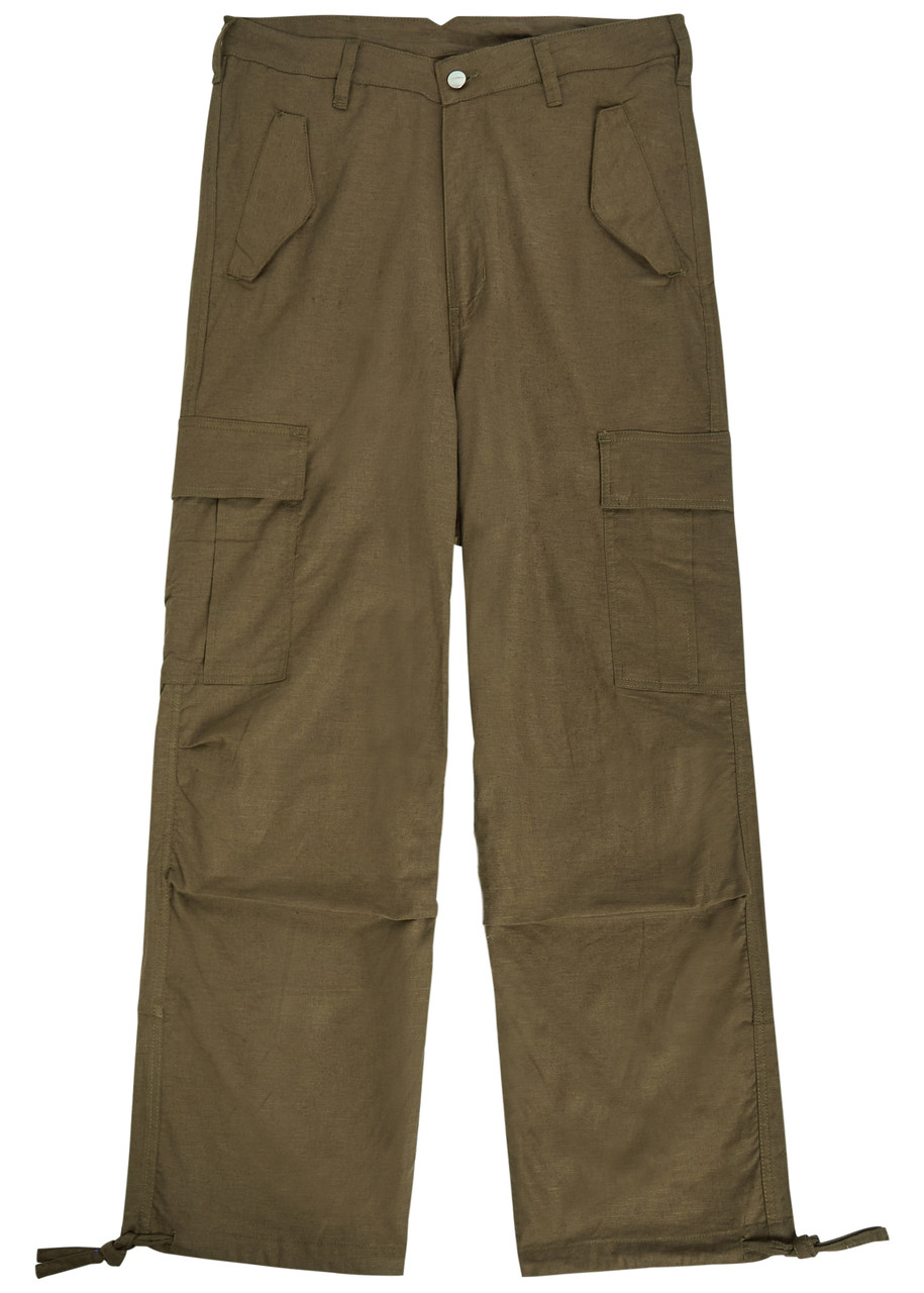 Rhude Parachute Linen-blend Cargo Trousers - Olive - XL