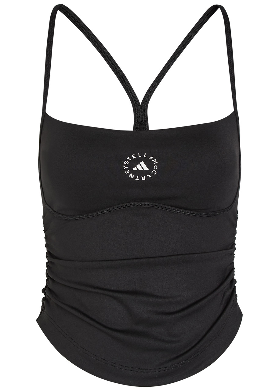 Stella Mccartney Adidas X  Studio Logo-print Stretch-jersey Tank Top In Black