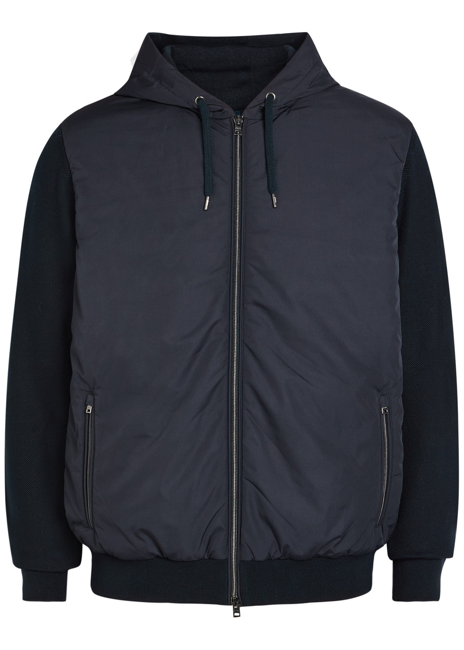 Herno Hooded Shell and Cotton-knit Jacket - Navy - 48 (UK38 / M)