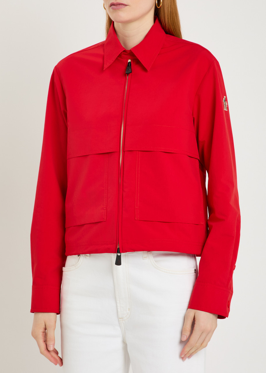  Moncler Logo-appliquéd Cropped Shell Overshirt - Red - S (uk 10 / S) 