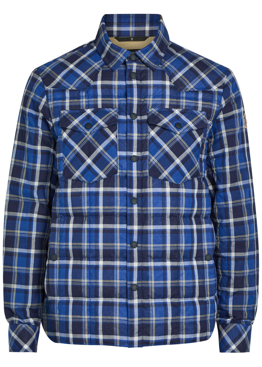 Moncler Grenoble Quilted Checked Stretch-cotton Overshirt - Blue - 3 (UK40 / L)