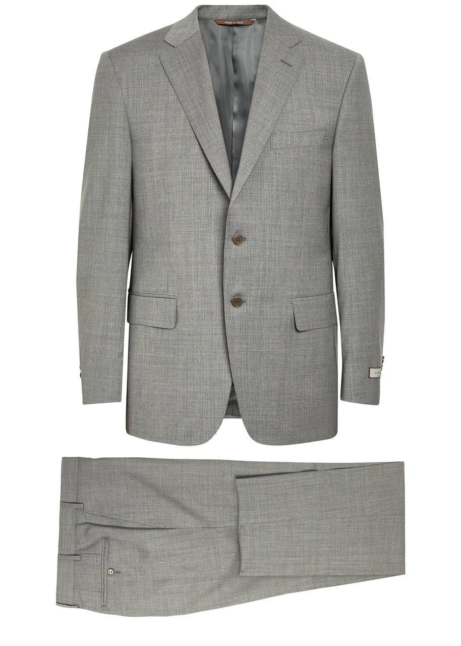 Canali Checked Wool Suit - Grey - 48 (IT48 / M)