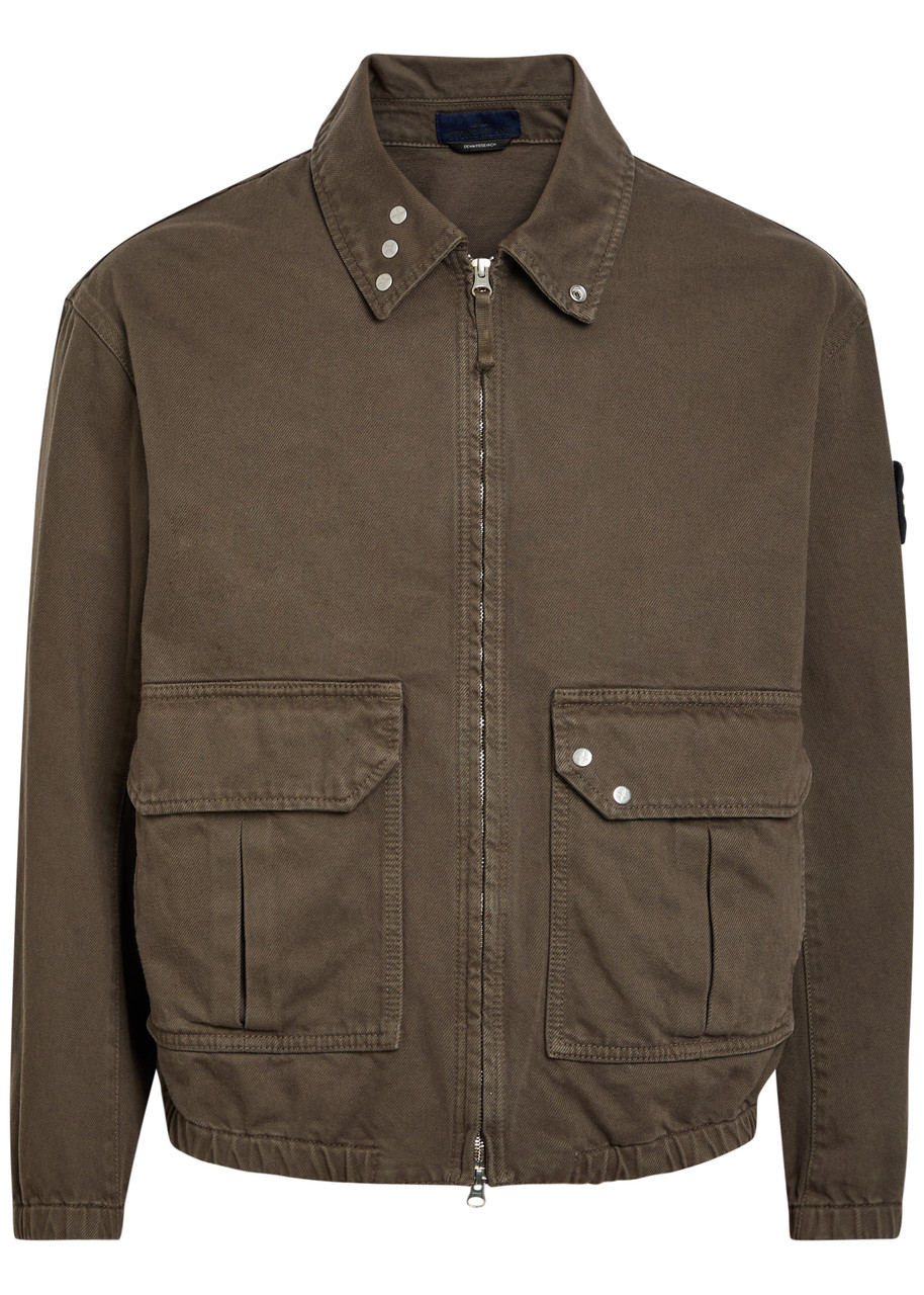 Stone Island Patch Pocket Denim Bomber Jacket - Burgundy - L