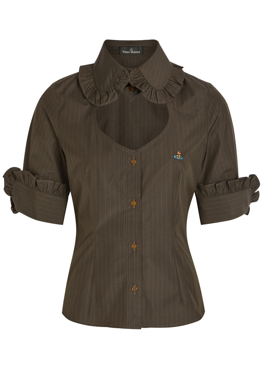 Vivienne Westwood Toulouse Cut-out Frill Cotton Shirt - Khaki - 40 (UK8 / S)