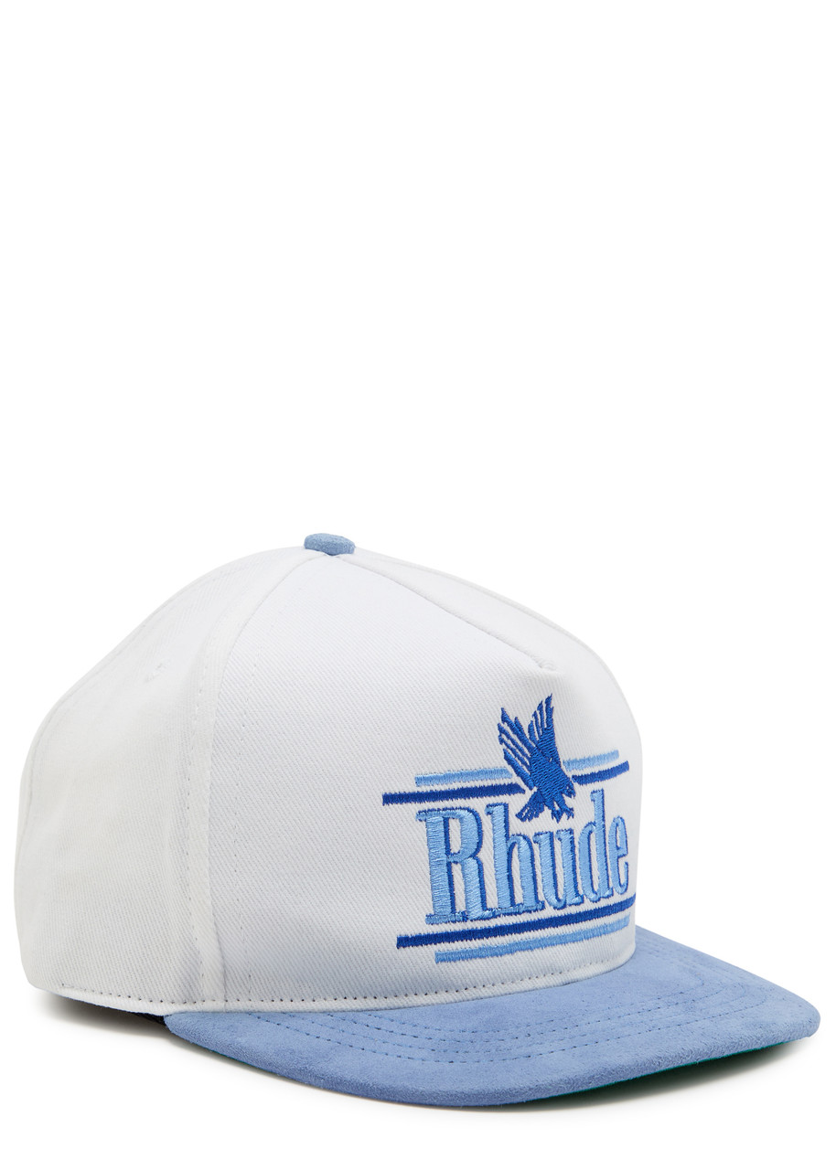 Rhude Rossa Logo-appliquéd Cotton-twill cap - White And Blue - One Size