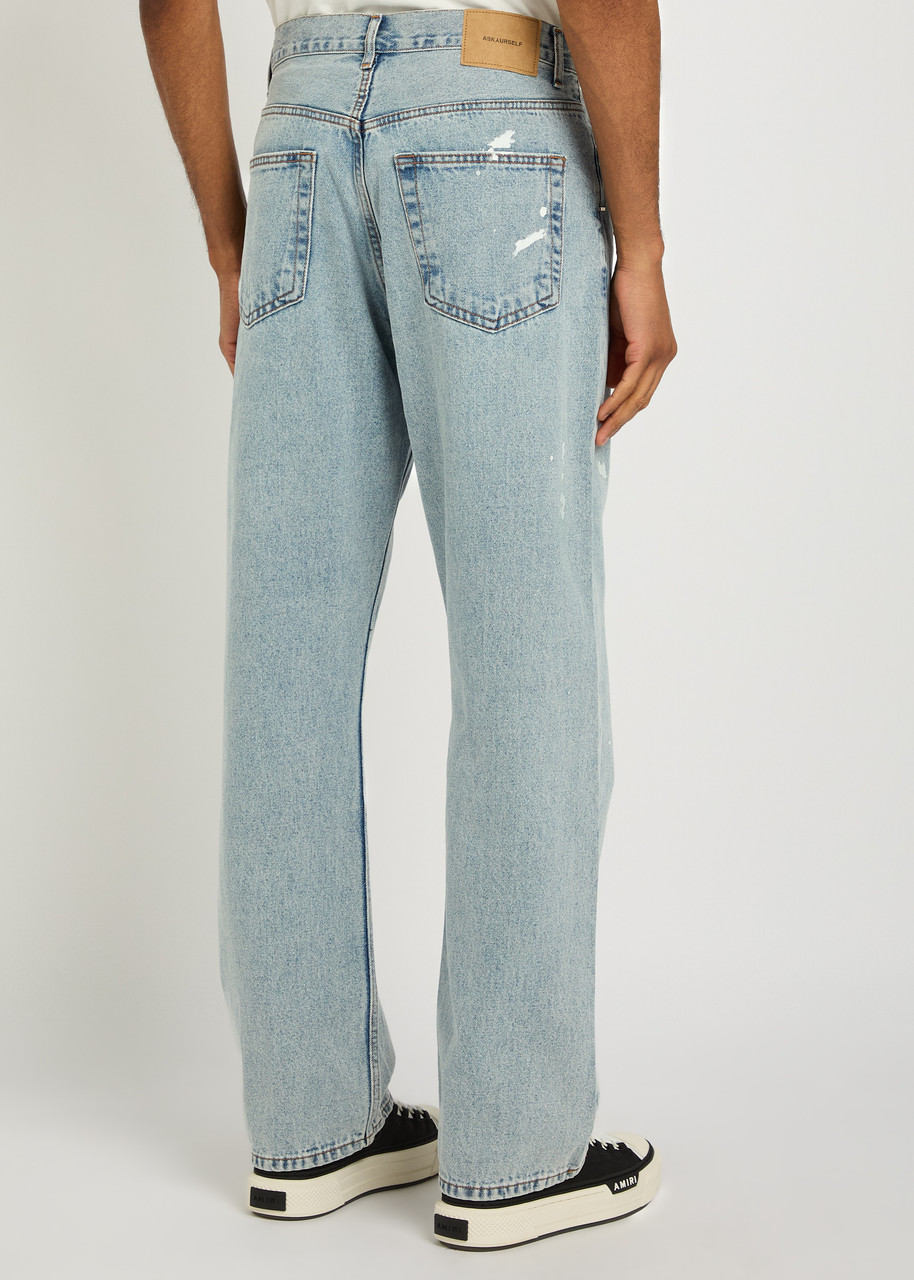  Askyurself Paint Splatter Straight-leg Denim Jeans - Blue - 36 (w36 / Xl) 
