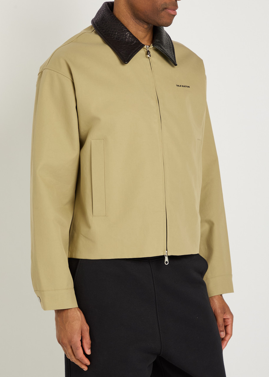  Cole Buxton Leather Collar Logo-embroidery Cotton Jacket - Sand - M 