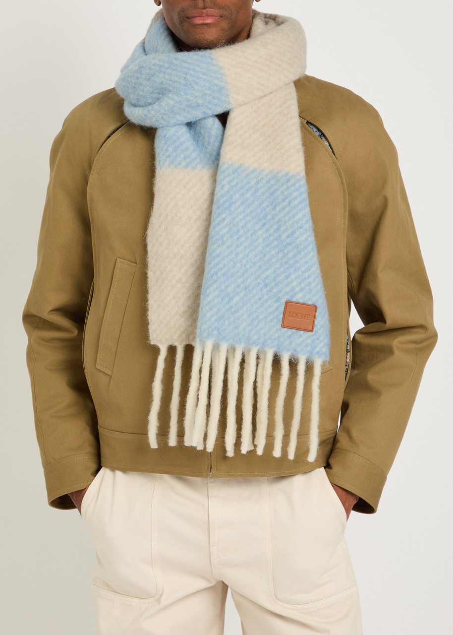  Loewe Striped Alpaca-blend Scarf - Blue - One Size 