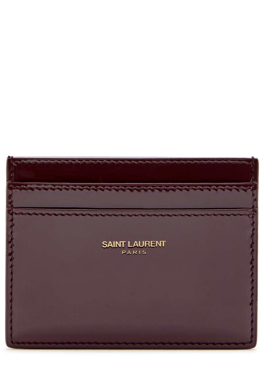 Saint Laurent Patent Leather Card Holder - Burgundy - One Size