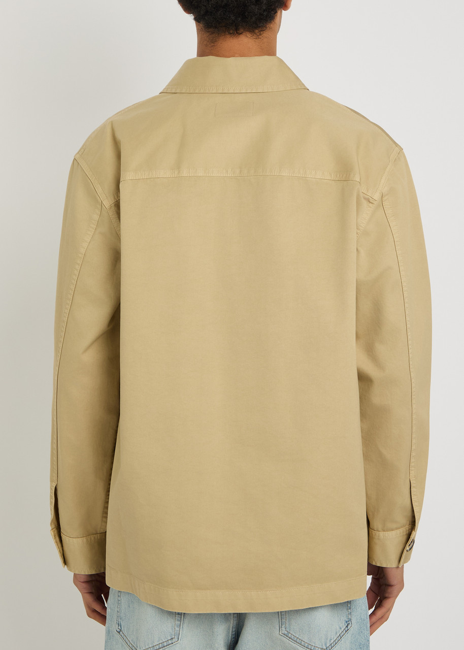  Saint Laurent Logo-embroidered Twill Overshirt - Beige - S 