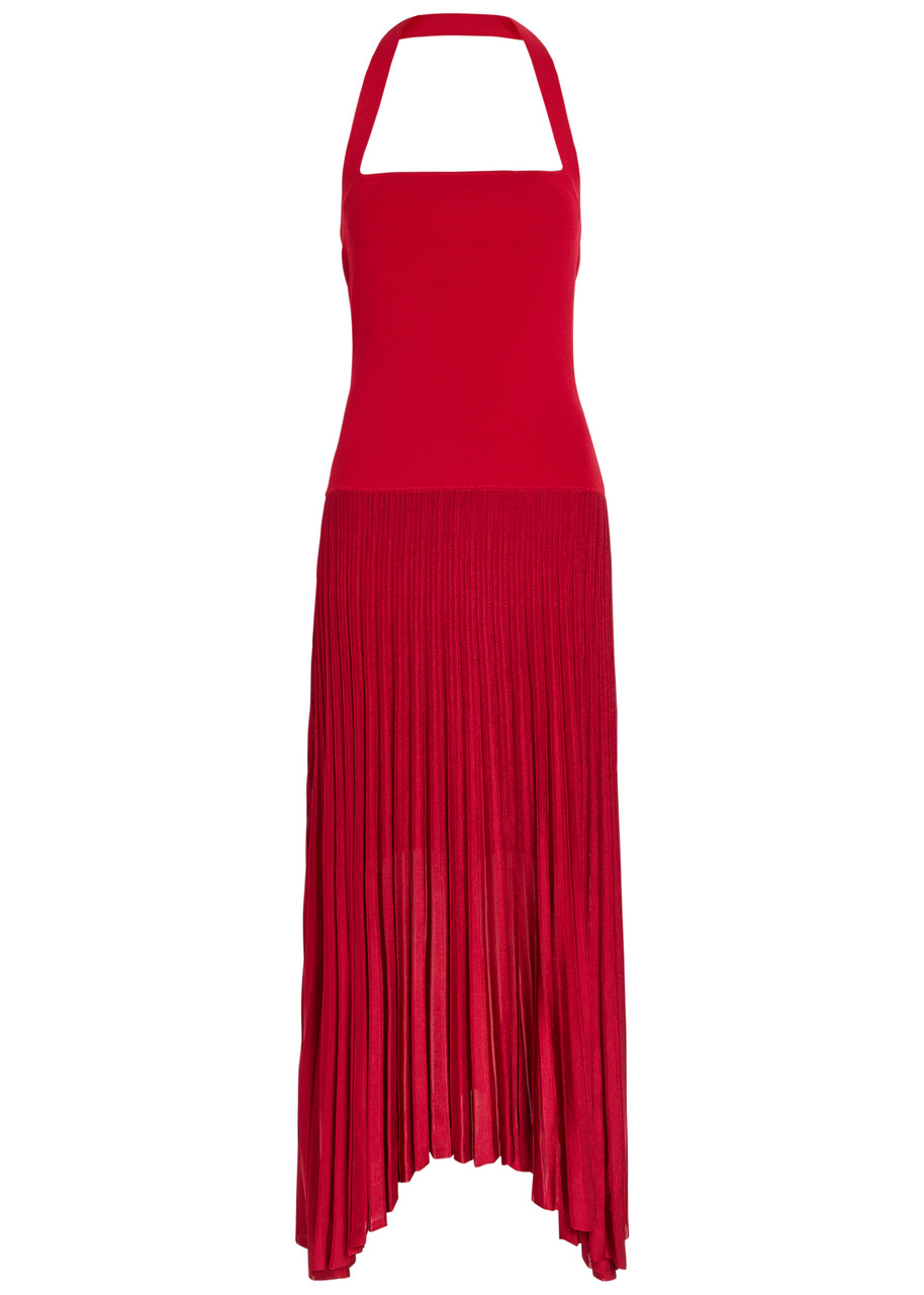 Maria Mcmanus Asymmetric Knit Midi Dress - Red - M (UK12 / M)