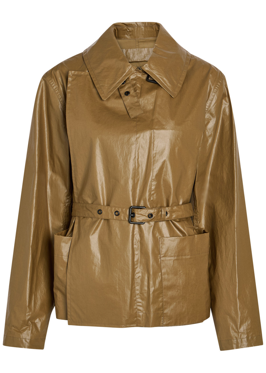 Lemaire High-neck Coated Cotton Wrap Jacket - Khaki - 36 (UK8 / S)