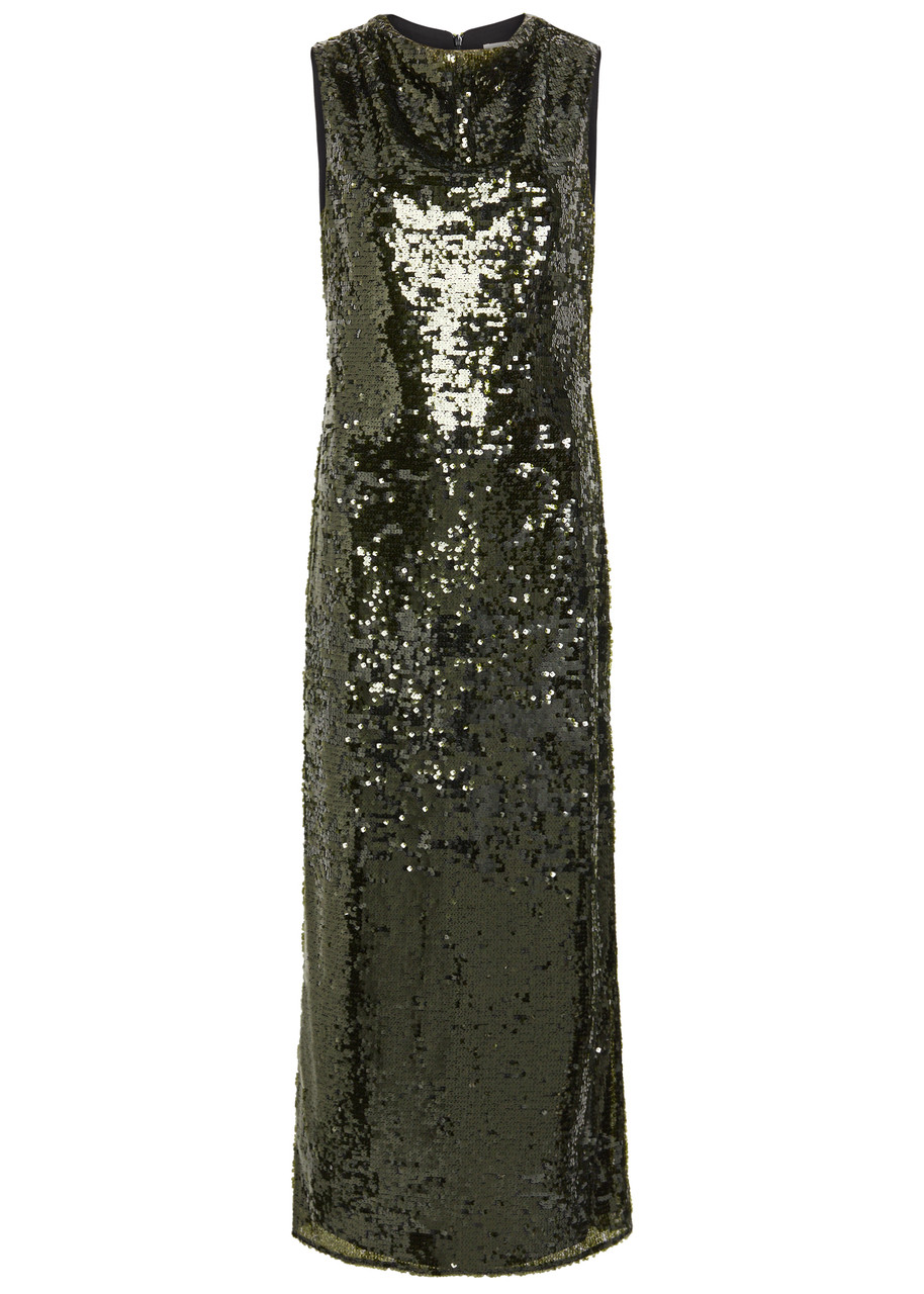 Shona Joy Olympia Sequin-embellished Tulle Maxi Dress - Green - 6 (UK6